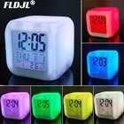 Светодиодный ночник с будильником, цифровой светильник с изменением 7 цветов для пробуждения, прикроватного столика, светильник, праздничный подарок для детей