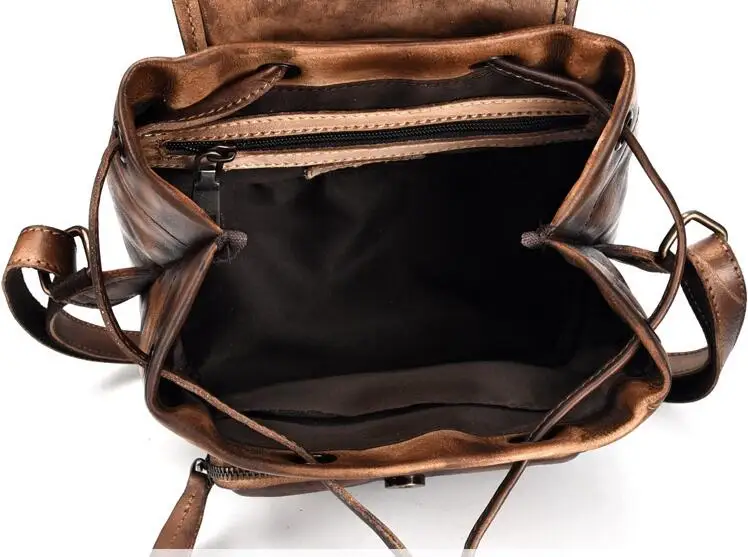

Genuine leather cow skin vintage women casual backpack high quality