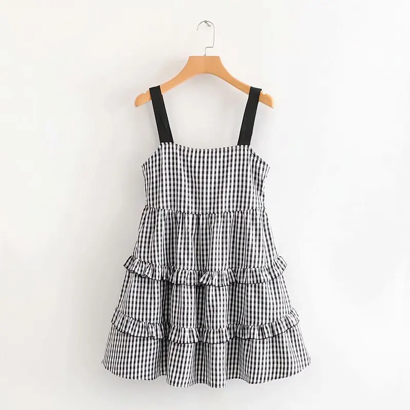 Tl7170 женское платье vestidos de verano летнее для девочек новое на подтяжках с клетчатыми