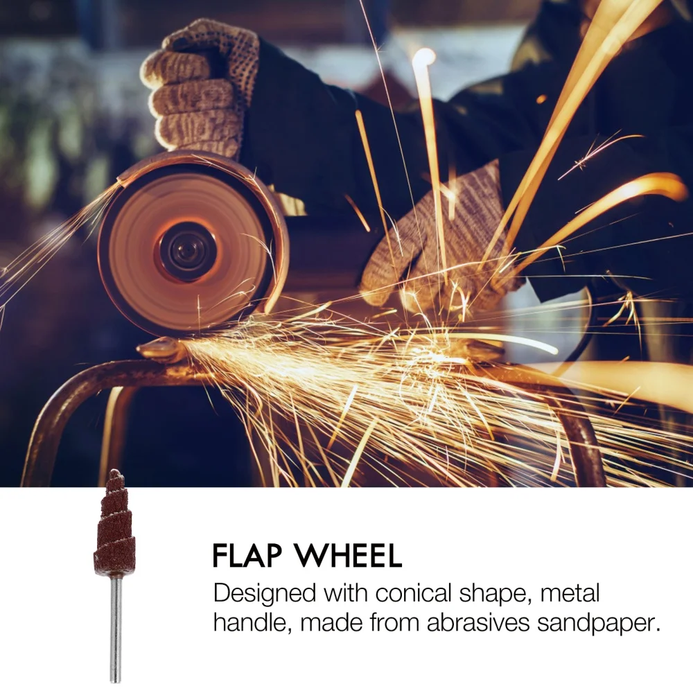 

20pcs Cone Shape Abrasive Flap Wheel with Handle for Deburring Sanding