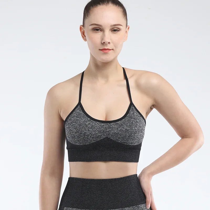 

Europe America Seamless Sports Bra Tight Yoga Clothes Womens Running Shock-Resistant Vest Style Underwear /30