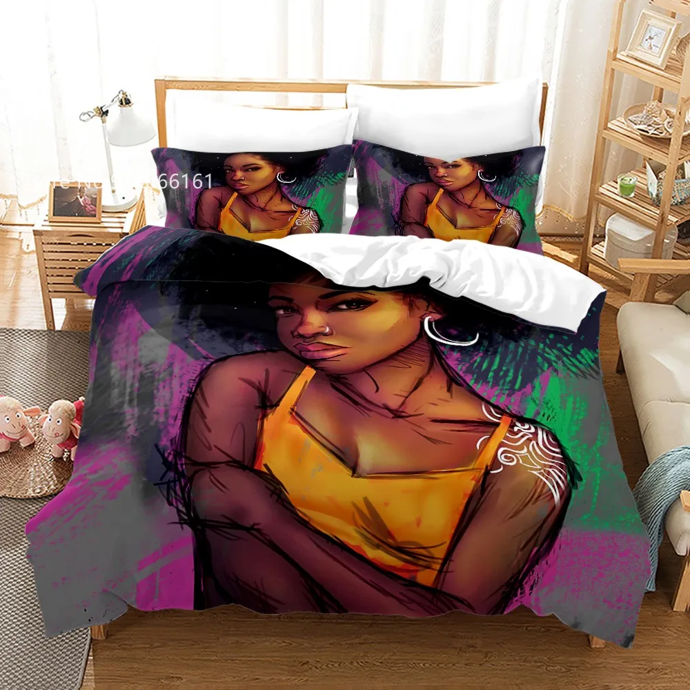 2/3 Pcs African Woman Duvet Cover Beautiful Tribal Girl Bedding Set Exotic Lady Bed Line For Kids Girls (No Sheets | Дом и сад