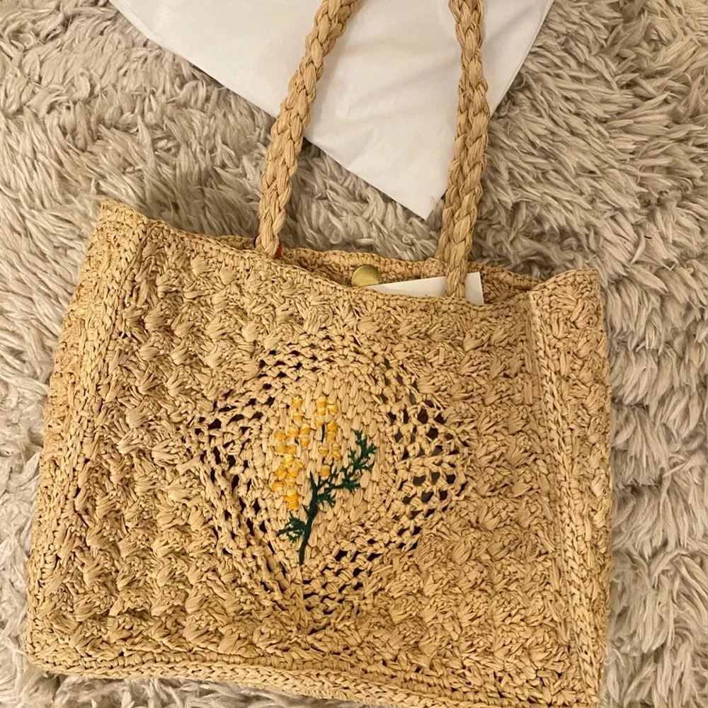 

Hollow Woven Straw Bags for Women Handbag Bohemia Embroidery Rattan Shoulder Bags 2021 Boho Travel Beach Shoppr Bag Purse Tote