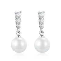pearl earrings for women wedding party 925 silver jewelry with zircon gemstone drop earrings new arrival accessories wholesale