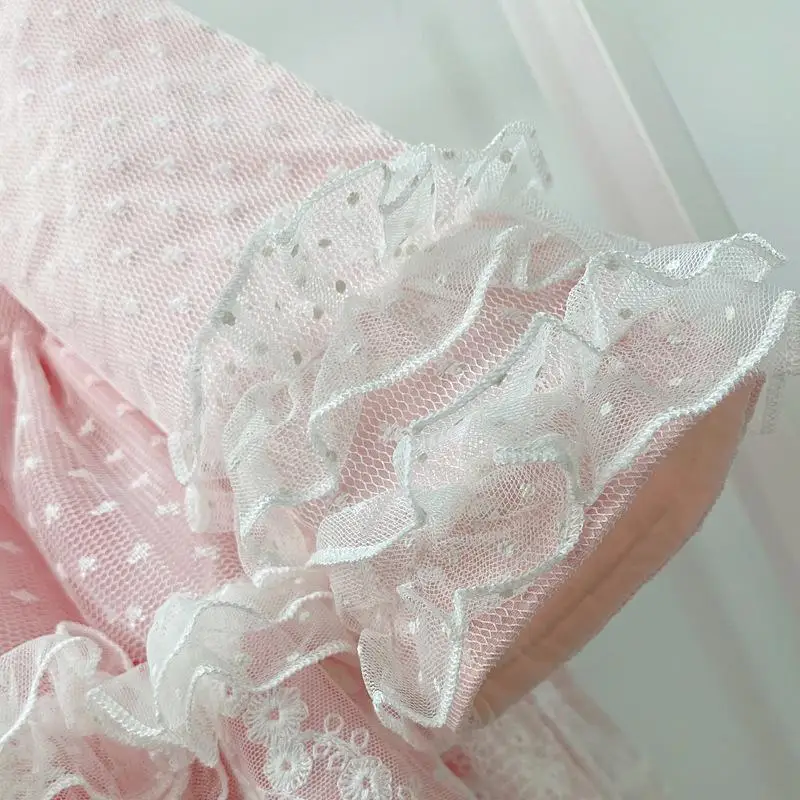 

Baby Girl Lolita Princess Ball Gown Pink Lace Bow Spanish Dress for Girls Infant Birthday Baptism Party Clothes Spain Vestidos