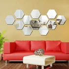 12 шт., декоративные зеркальные шестиугольные Трехмерные настенные наклейки