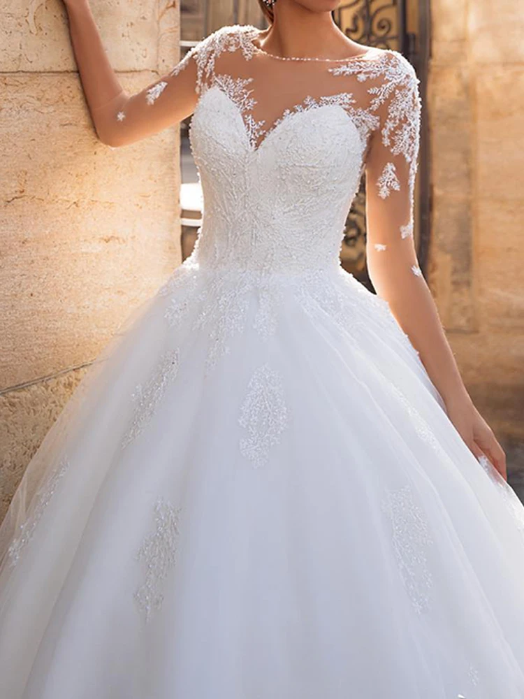 

Hi Shy Bride New Simple Wedding Dress Backless Sleeveless Design Chiffon Lace Bride Dresses Princess Dress Plus Size Tailor-made