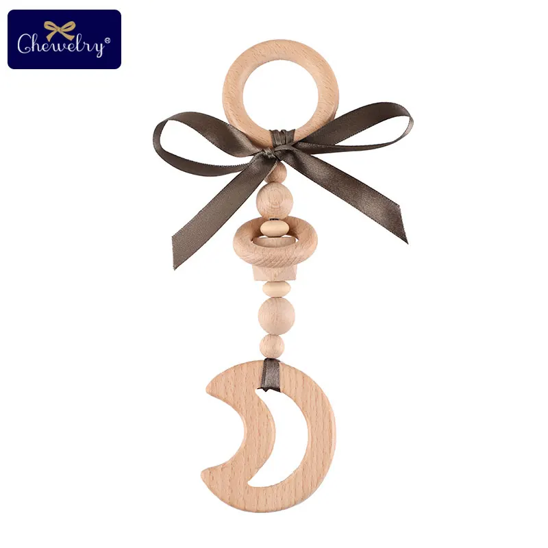 Детский Прорезыватель деревянный детской коляски зажим для мобильного коляска