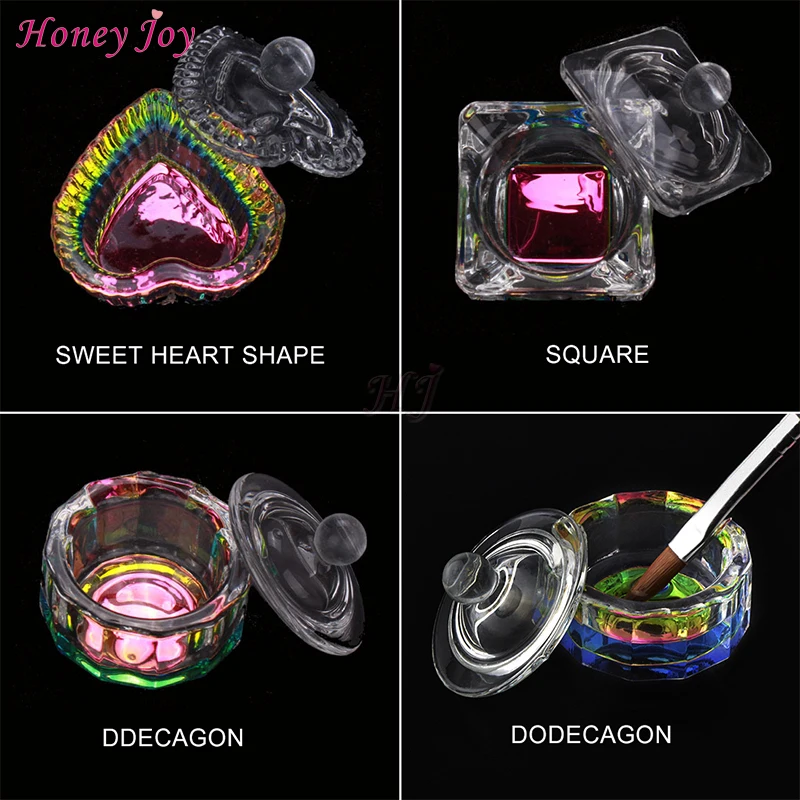 

1 шт. Радужная кристально чистая акриловая жидкая тарелка Dappen стеклянная чашка с крышкой Чаша для акрилового порошка мономера набор инструм...