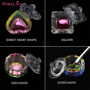 Тарелка для жидкости, Радужная, прозрачная, акриловая, стеклянная, с крышкой, для акриловой пудры, мономера, набор инструментов для дизайна ногтей, 1 шт.