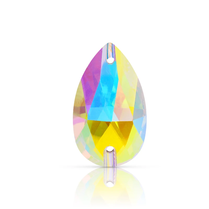 Кристаллические каплевидные камни K9 #3230 AB для пришивания пришивные с плоской