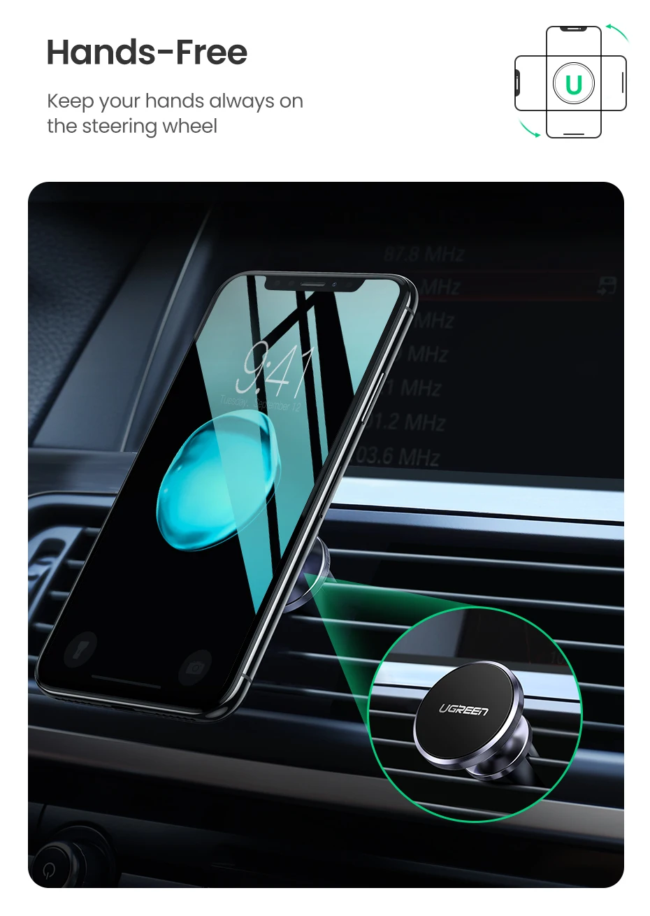 Ugreen Car Magnetic Phone Holder Cell Phone Mount Holder Stand In Car Smartphone Support Magnet for iPhone X Mobile Stand Holder