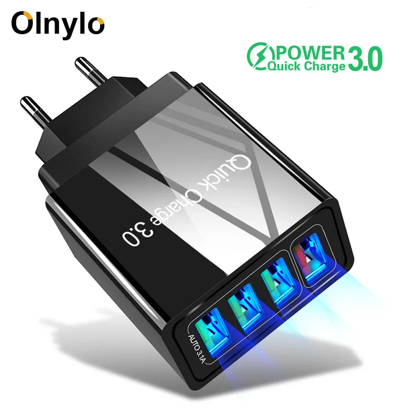 Olnylo Быстрая зарядка 3,0 2,0 USB зарядное устройство 4 порта USB быстрая зарядка для iPhone 11 QC 4,0 3,0 дорожные настенные зарядные устройства для samsung S9