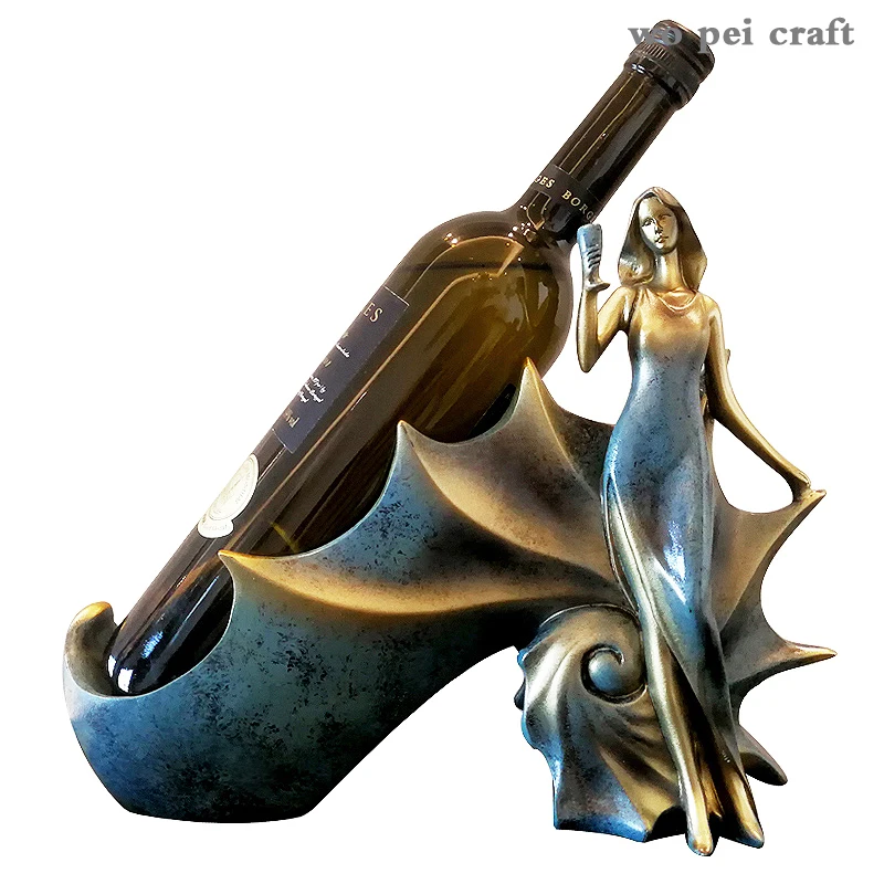 

Resin Wine Rack Golden Beauty Red Wine Holder Beverage Tray Adornment Coffee Table Desk Ornaments Home Decoration Accessories