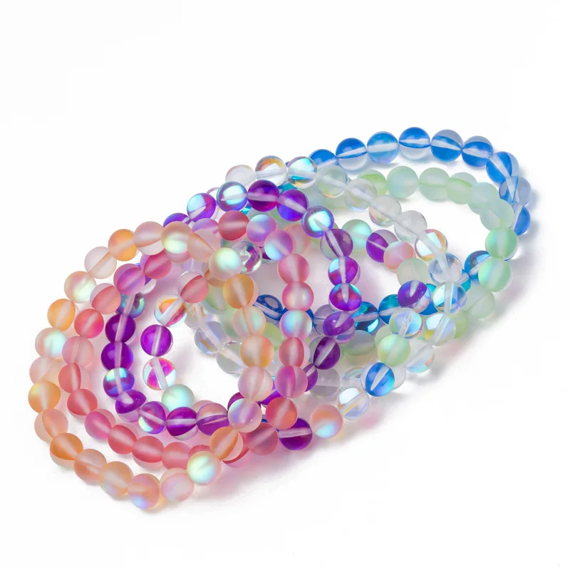 

8mm Natural Energy Stone Elastic Beaded Charm Bracelets For Women Men Colorful Yoga Sports Bangle Jewelry