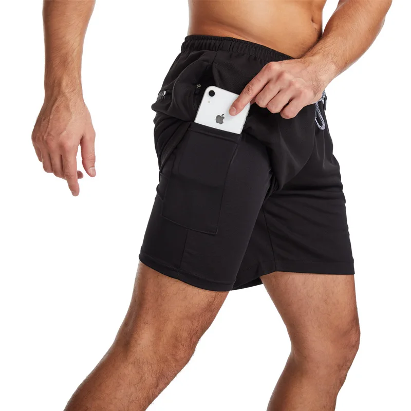 

NEW Running Shorts Men 2 In 1 Double-deck Quick Dry GYM Sport Shorts Fitness Jogging Workout Shorts Men Sports Short Pants