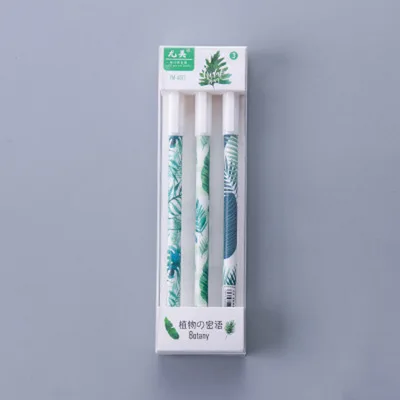 zhi wu 3pcs 3, 6 штук в партии, гелевая ручка Kawaii набор Фламинго листья 0,5 мм с черными чернилами нейтральная ручка, офисные и школьные принадлежности канцелярские товары - Цвет: zhi wu 3pcs