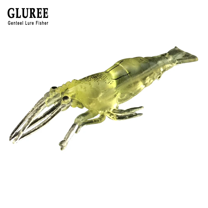 GLUREE 1 шт. имитация креветки приманки рыболовные 1g 4 см ПВХ мягкая креветка рыбный