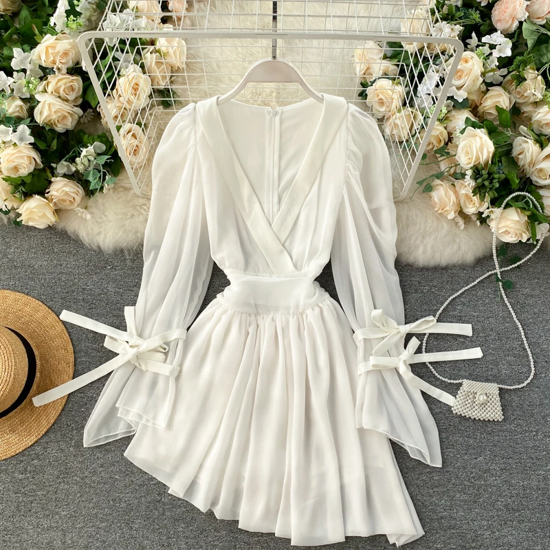 

Wavsisyier Boho Long Sleeve Autumn Party Elegant 2021 new Spring A-line Dresses Women Luxury irrengular Dress High Waist Vintage