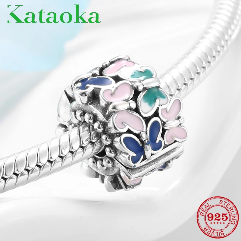 

Бусы-Клипсы из серебра 925 пробы с разноцветными бабочками подходят к оригинальному Европейскому браслету ювелирные изделия