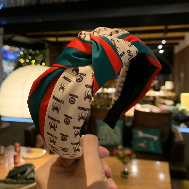 

Женская повязка на голову с узлом, корейский широкий обруч для волос в полоску, темпераментный головной убор, аксессуары для волос, новинка ...