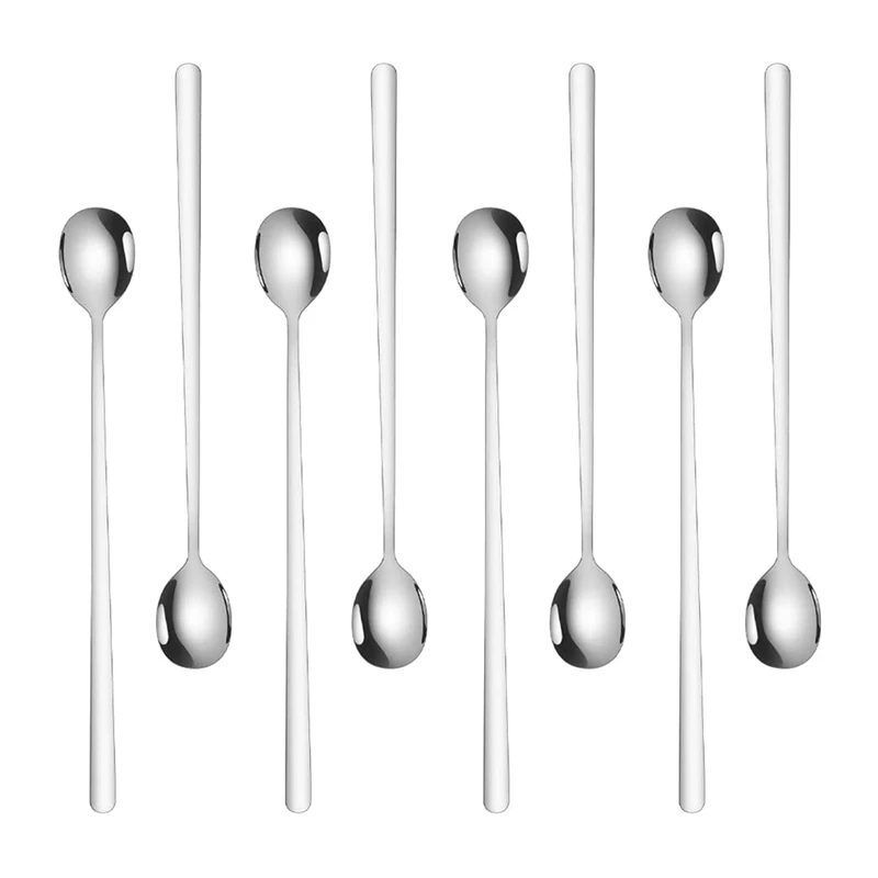 

8 Pack Long Handle Iced Tea Spoons,9.5 Inch Stainless Steel Teaspoon for Milks Tea Mixing Cocktail Stirring Coffee Drink