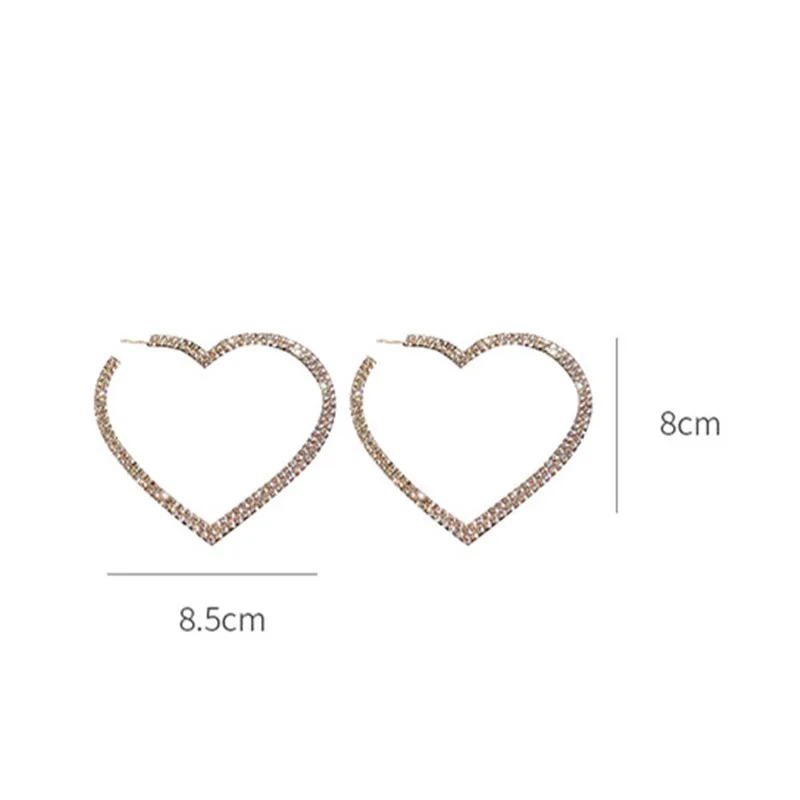 

Fashion Big Heart Crystal Hoop Earrings for Women Bijoux Geometric Rhinestones Earrings Statement Jewelry Gifts