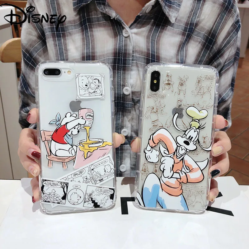 

Disney cartoon couple phone case for iPhone11/11pro/11promax/6s/6plus/7/8p/xs/xsmax/se/xr/12 cute pooh goofy dog phone cover