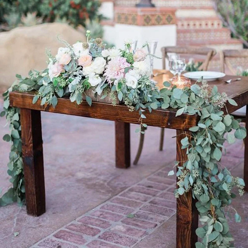 Guirnalda de eucalipto Artificial, eucalipto enredadera de verde para boda, banquete, decoraci&oacute;n de jard&iacute;n, 5 paquetes-4