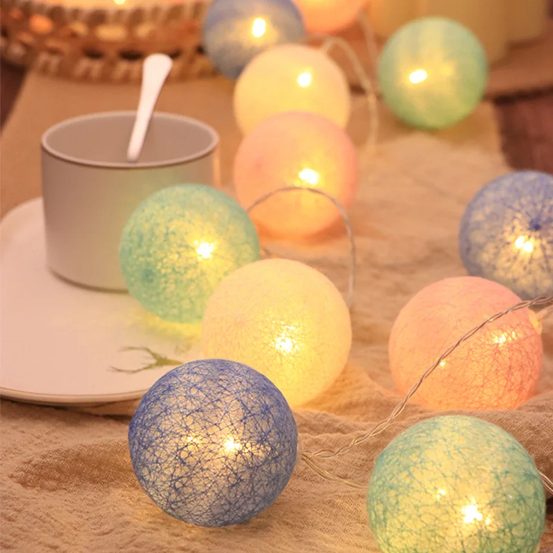 

20 Leds Cotton Balls Lights LED Fairy Garland Ball Light for Home Kid Bedroom Christmas Party Garden Holiday Lighting Decoration