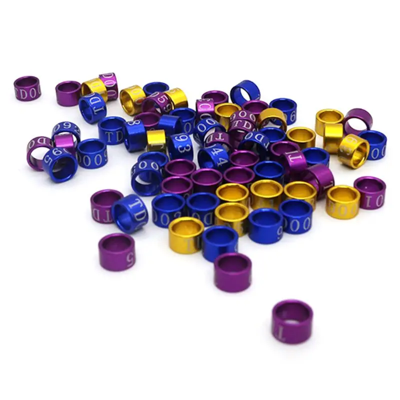 

652F 50 Pcs Mix Color Bird Foot Ring Bands Clip on Leg Rings for Pigeon Dove Chicks Bantam Quail Lovebirds Finch Small Sign