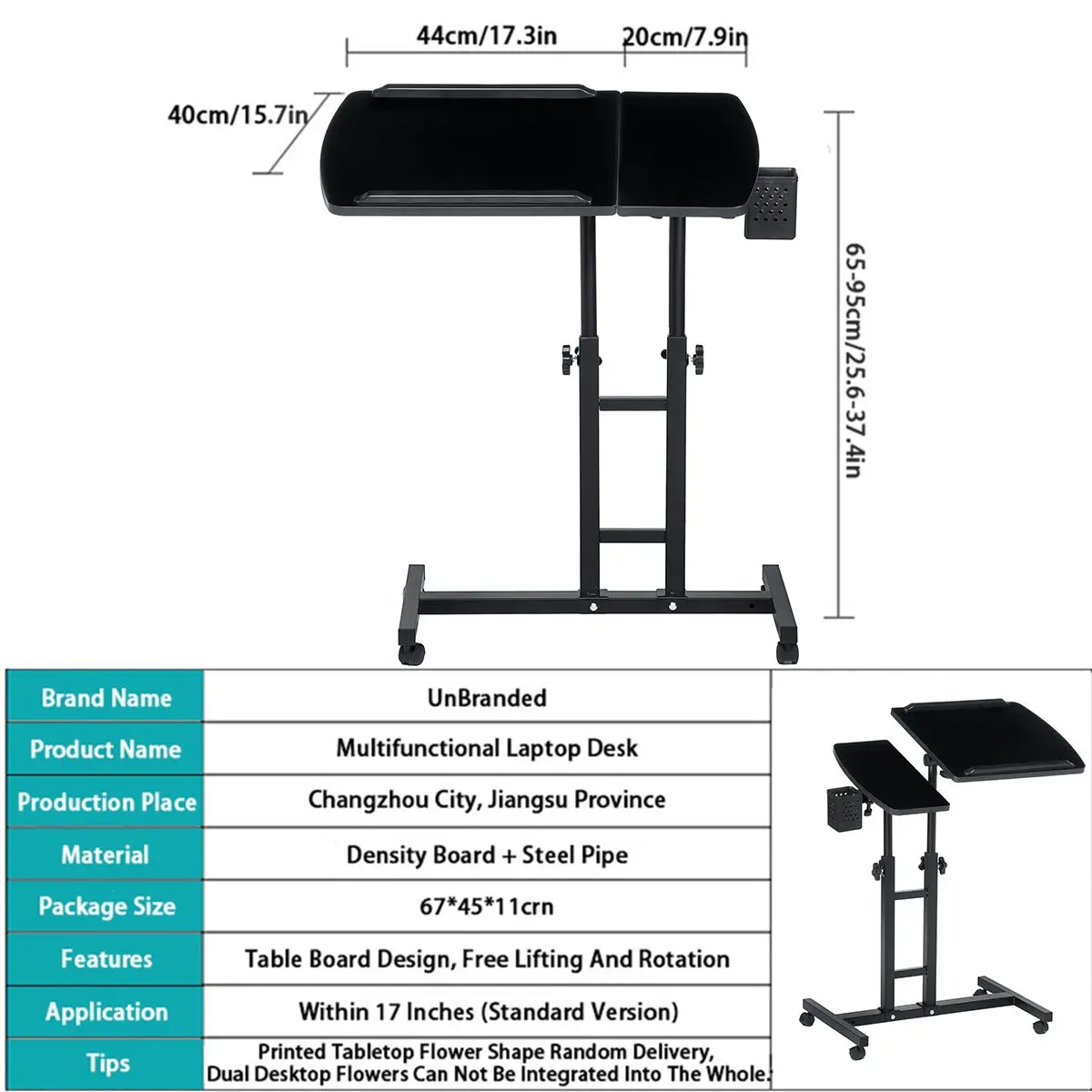 Foldable Computer Table Portable Standing Desk Bed Side 65-95cm Height Adjustable Laptop table Furniture for Living Room | Мебель