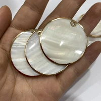 2pcs natural white shell pendant round mother of pearl charms pendants for jewelry making diy earrings necklace size 25mm40mm
