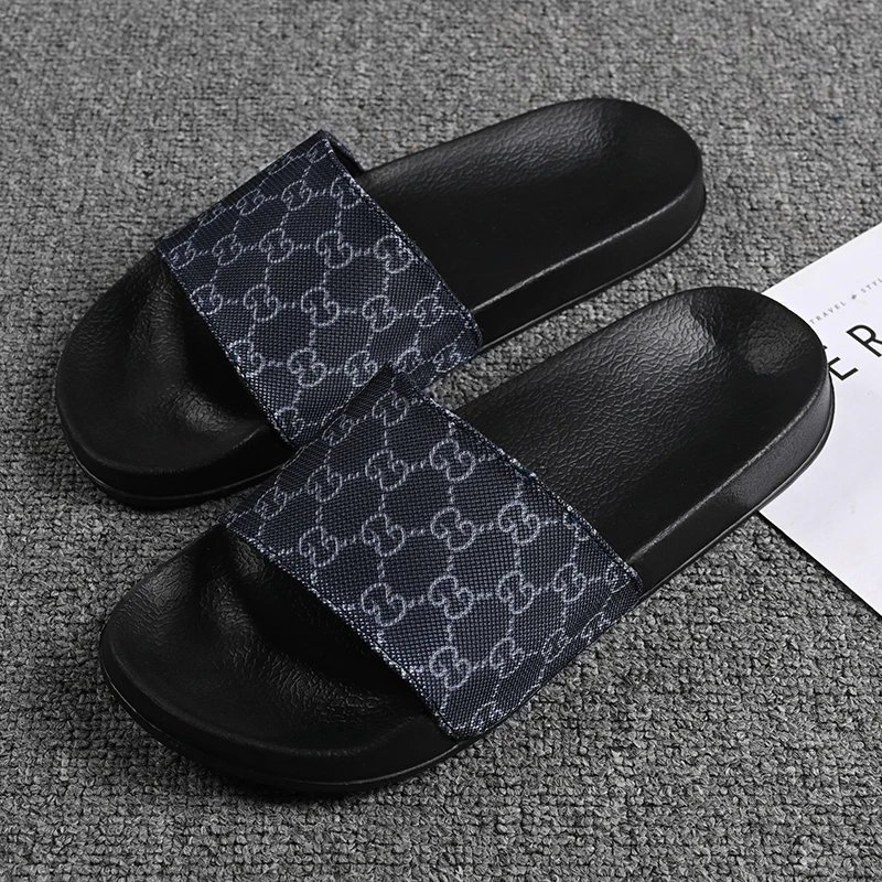 

2021Summer New Men's Slippers Solid Color Flat PU Thick bottom Indoor Shower Household Sandals Casual Outdoor Pool Beach sandals