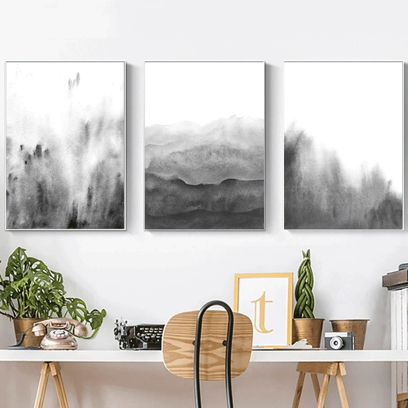 

Minimalist Wall Art Black White Canvas Painting Nature Landscape Posters and Prints Nordic Modern Home Decor Mountain Poster