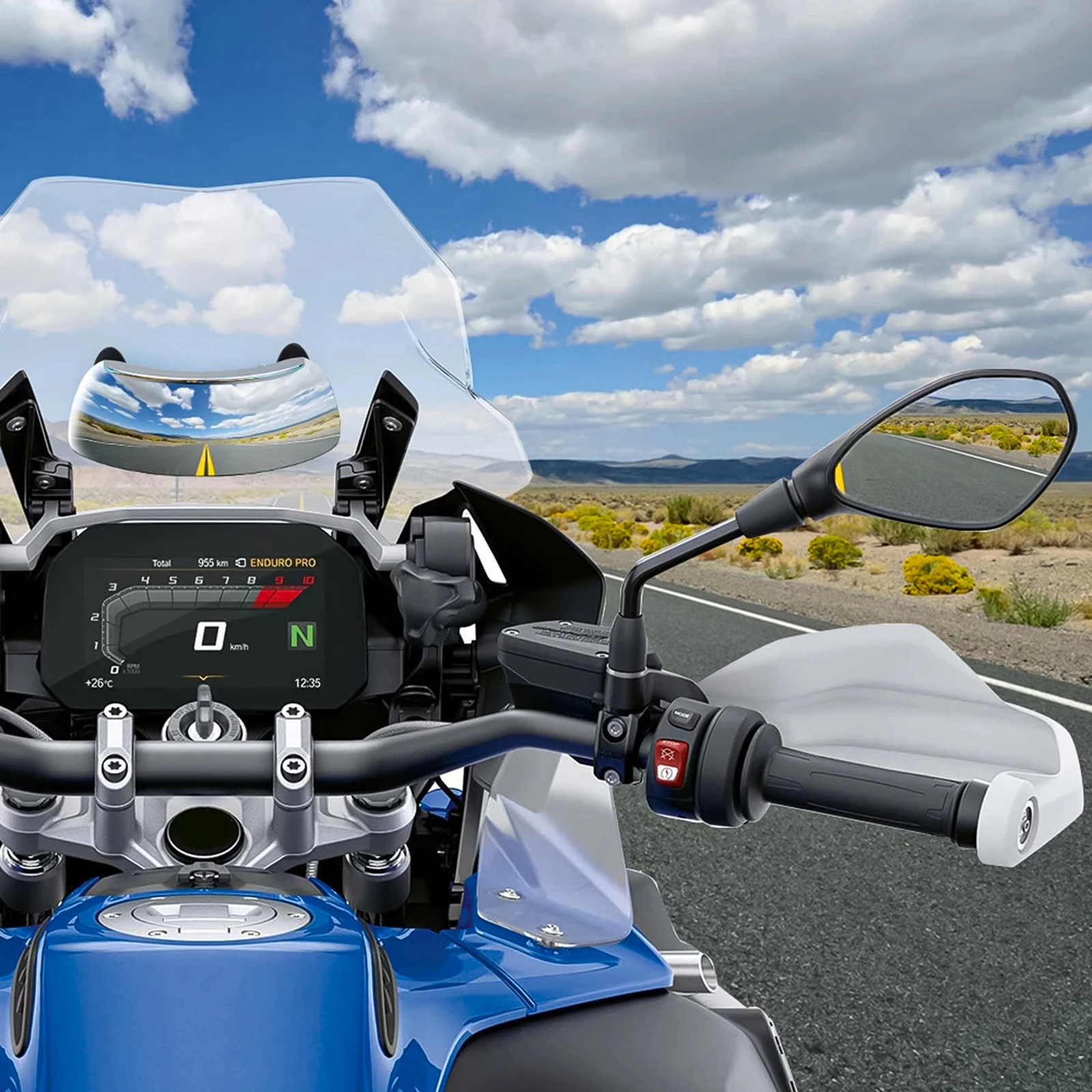 

180-Degree Motorcycle Blind Spot Mirror Rearview Mirror Anti-glare Wide Angle Safety Auxiliary Rear View Mirror