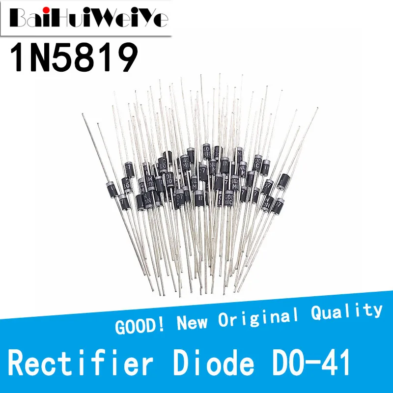 

100PCS/LOT 1N5819 IN5819 5819 N5819 1A 40V DO41High quality Rectifier Diode D-41 DIP New original