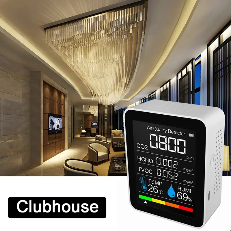 

Portable CO2 Meter Digital Temperature Humidity Sensor Tester Air Quality Monitor Carbon Dioxide TVOC Formaldehyde HCHO Detector