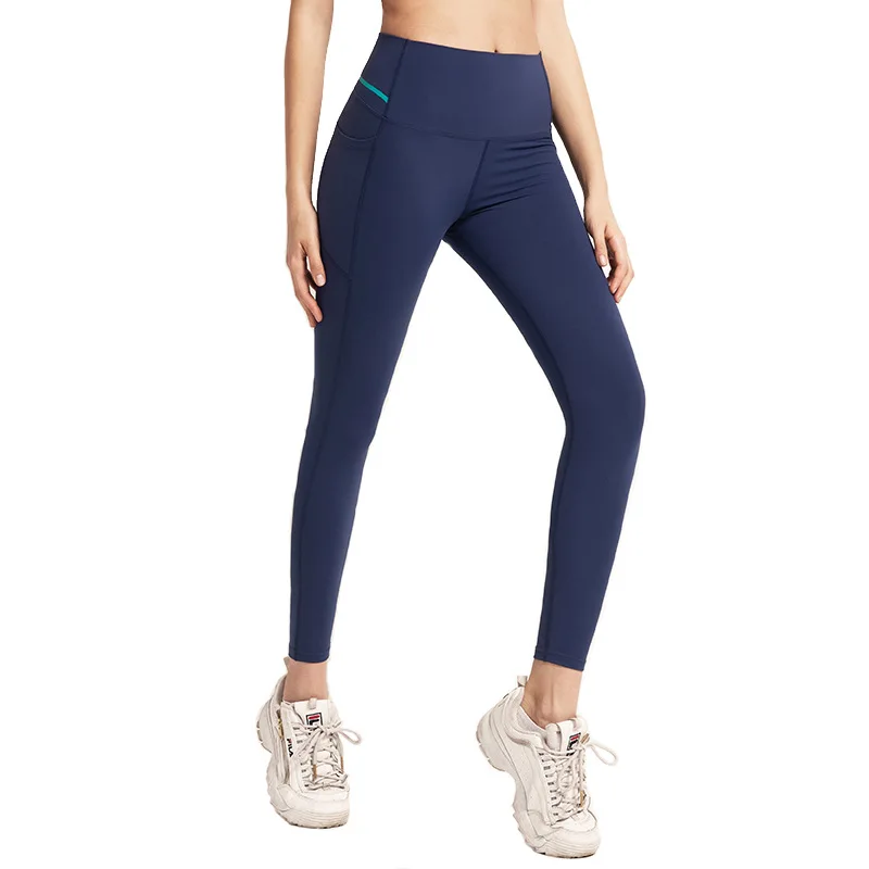 

Women Autumn Winter Frosted Ankle Yoga Pants Nude Pocket High Waist Elastic Tight Pocket Exercise Fitness Pants Leggins Sports