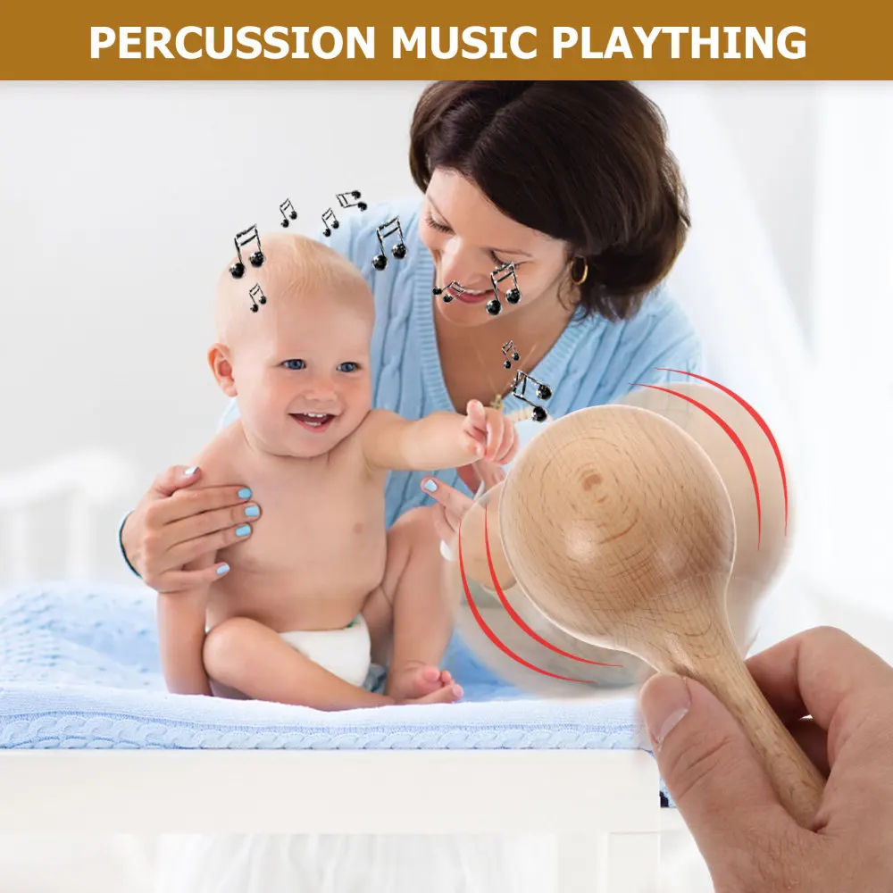 

1pc Musical Hammer Early Educational Wooden Maracas Instrument Sand Hammer