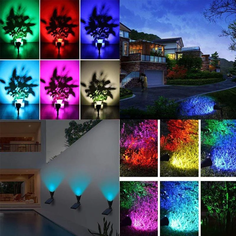 

7/8LED Solar Lawn Lamp Colorful Spotlight Waterproof Night Light Inserting Floor Garden Light Outdoor Adjustable Landscape Lamp