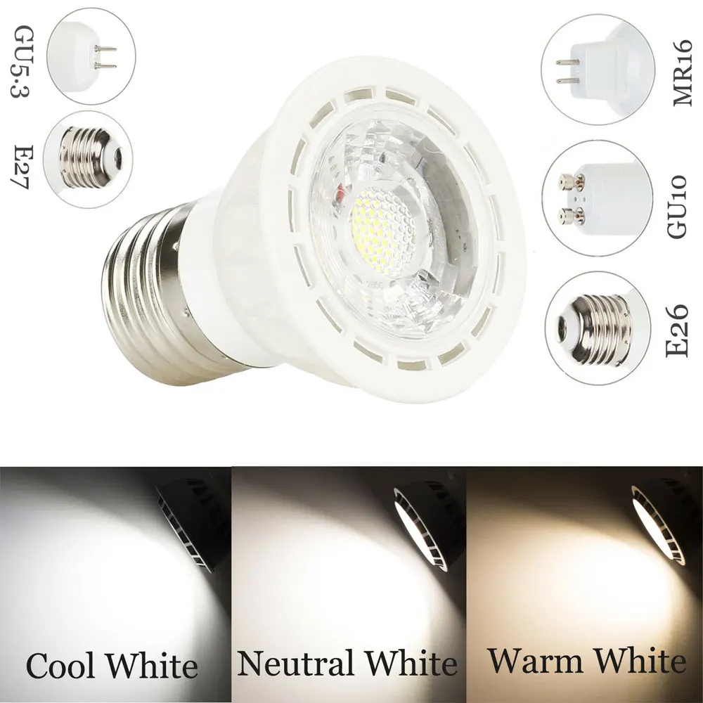 

10W MR16 GU10 GU5.3 E27 E26 LED Spotlight Bulb 110V 220V 12V Whit Spotlight For Home Energy Saving Indoor Light Bulb