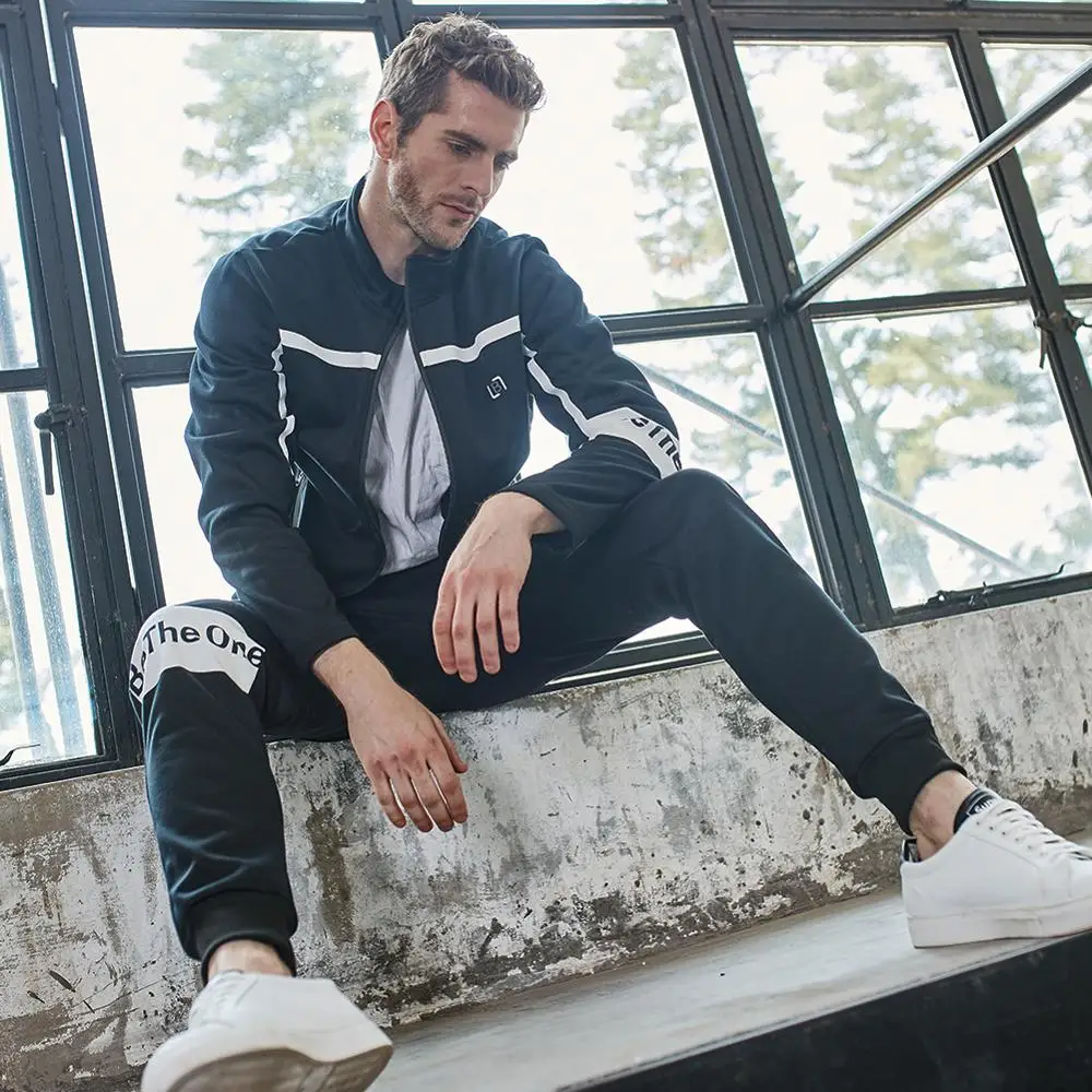 

2019 New Men's Autumn Hoodies Brand Tracksuit Set Male Sweatshirt Sweatpants Fashion Trousers High Street Zipper Jackets Sets