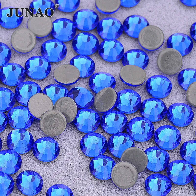 JUNAO SS6 8 10 16 20 30 сапфир горячей фиксации FlatBack Стразы Блеск страз железа на