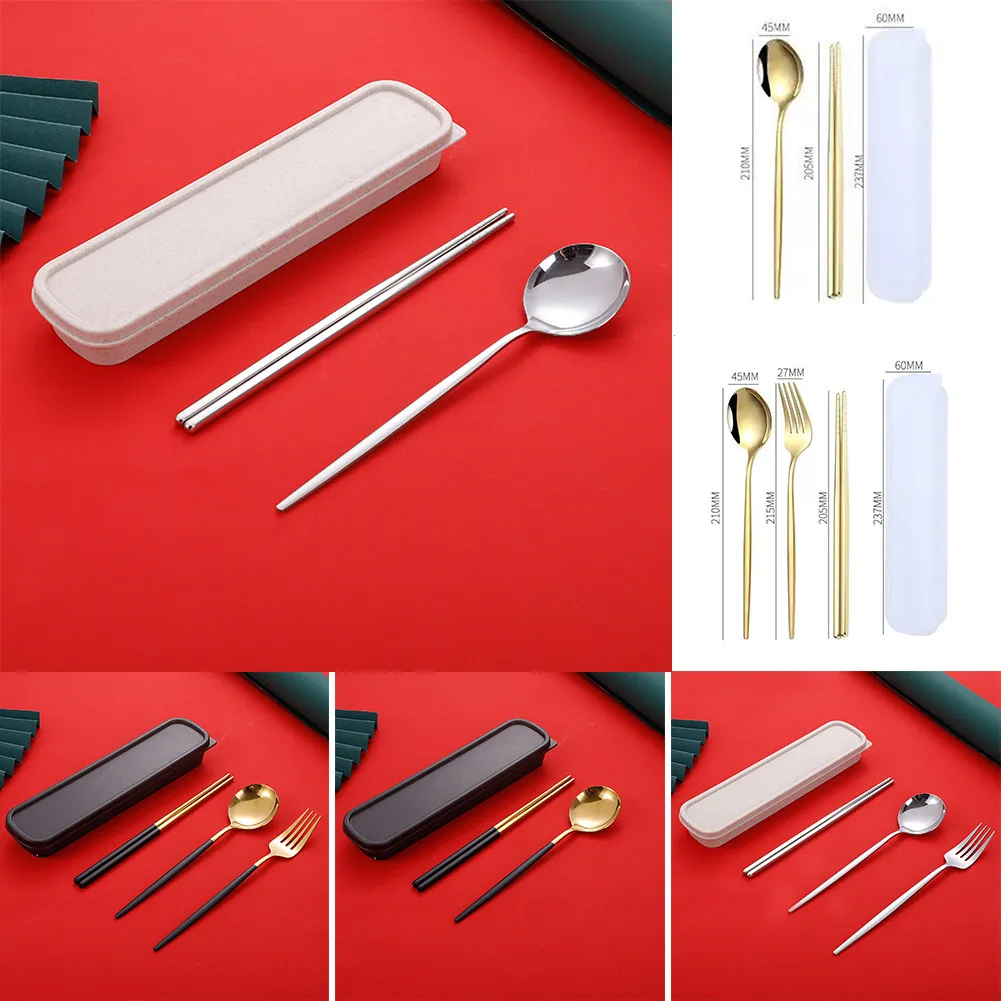 

Stainless Steel Cutlery Set Silverware Portable Fork Spoon Cutlery Sets Tableware Chopsticks Dinnerware Spoon Flatware Set