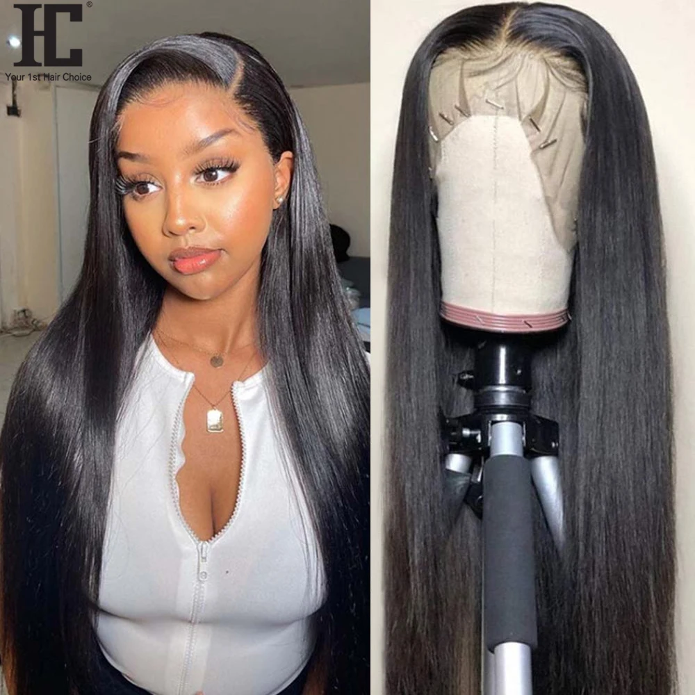 Hd Lace Frontal Wig 13x6 Lace Front Human Hair Wig Brazilian Straight Pre Plucked Transparent 13x4 Lace Front Wig 150% Remy