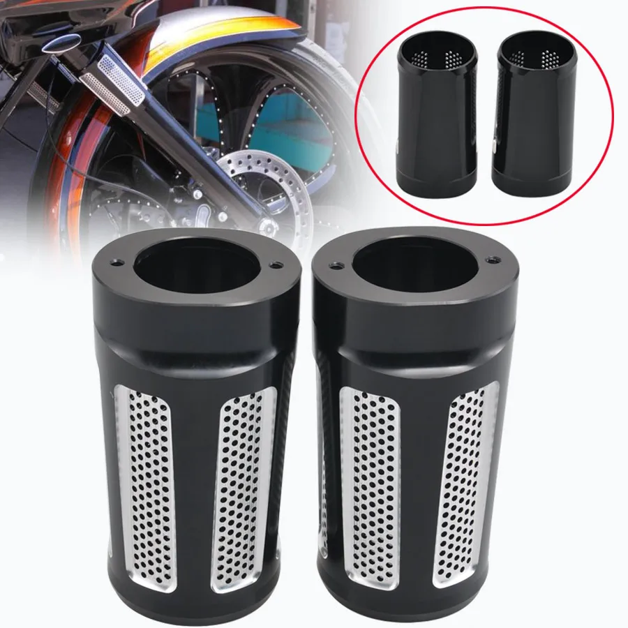 

Motorbike Aluminum Black Front Upper Fork Slider Covers Guard Protector For Harley Touring Glides Road King Trike Glide 80-13