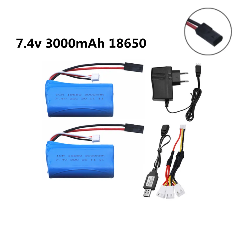 7,4 в 3000 мАч литий-полимерный аккумулятор 18650 для MJX T40 T40C F39 F49 T39 BG1518 BG1513 BG1515 BG1507 BG1506 1/12, Радиоуправляемый грузовик, автомобиль, лодка, пистолет, игрушка