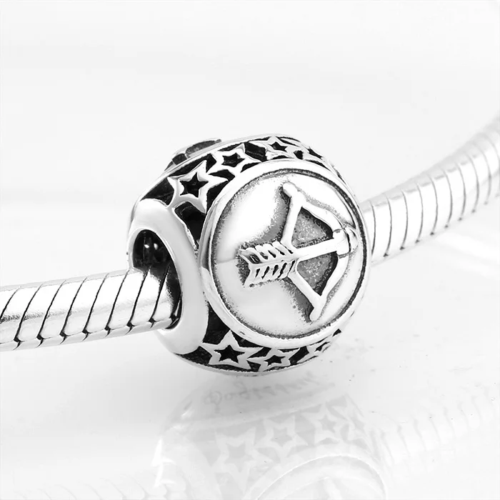 Sagittarius Модный 925 пробы серебряный 12 Созвездие бусины Подвески украшения подходит Pandora браслет - Цвет: Sagittarius