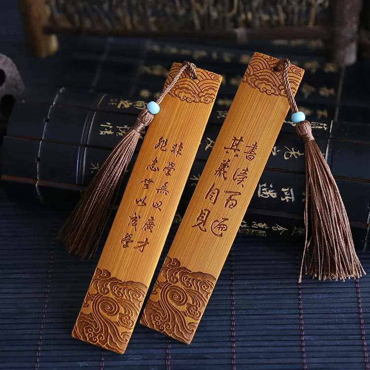 300 шт. Новая модная винтажная бамбуковая Закладка с кисточками в китайском стиле